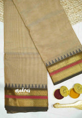 Karthigai silk cotton rudraksham multiborder - Beige